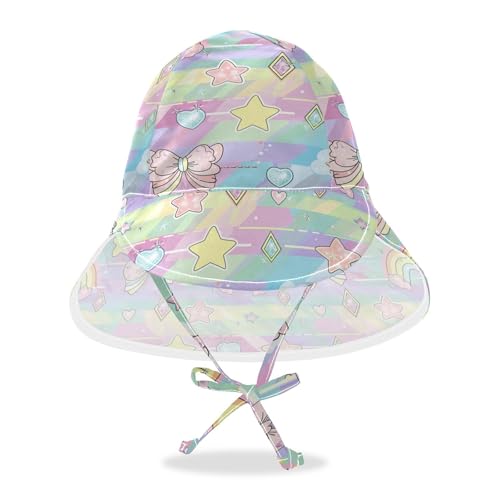 Bow Star Cartoon Toddler Sunhat Baby Boys Bucket Hat Girl Sun Protection Neck Flap Traveling Camping