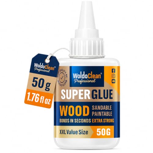 WoldoClean Super Glue for Wood 50g Clear CA Gel Woodworking Adhesive