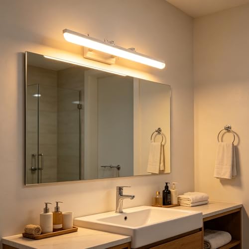 Luz de pared interior baño moderna con interruptor manual y acabado plata 7