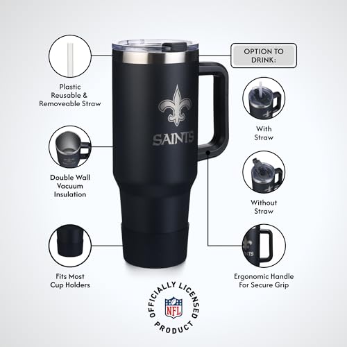 Image of The Memory Company Officially Licensed NFL - New Orleans Saints 46oz Game Day Tumbler with Laser Engraved Team Logo