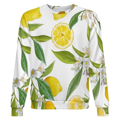 Yellow Lemon Print Loose Fitting Pullover Sweater Soft, Warm, and Comfortable4