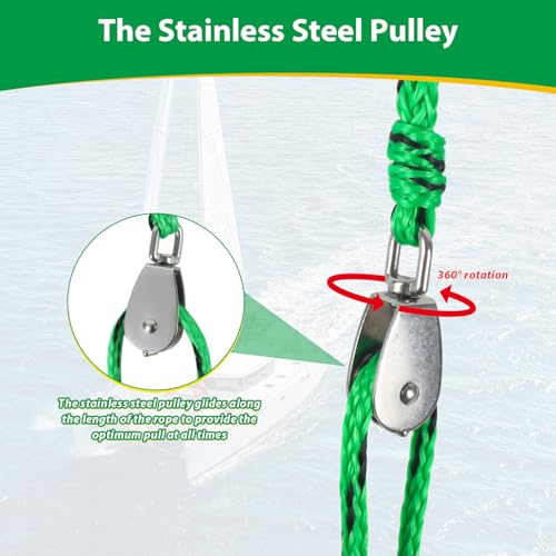 12FT Boat Tow Harness for Tubing, Water Ski Tow Rope Boat Harness with Stainless Steel Big Hooks, Boat Tow Rope for Watersports, Self Centering Tow Harness for Boat Water Sport Jet Ski Wakeboarding - image 4