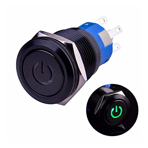Interrupteur de verrouillage INFRI 19mm 6V jaune SPDT bouton-poussoir noir