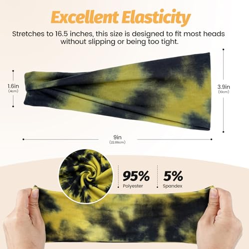 Image of Headbands for Women - 6 Pack Wide Elastic Hair Bands | Stretchy Sweatbands Hair Bands | Soft Sports Thin Head Bands | Non-Slip Accessories Bands for Fashion, Washing Face, Workouts, Yoga, Daily Use