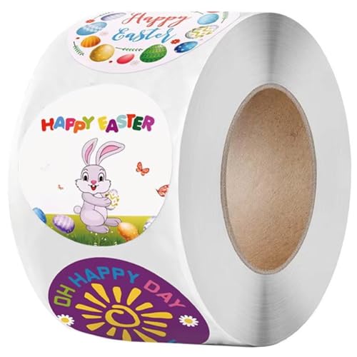 HiyyFloy Etiquetas Adhesivas De Feliz Pascua, 500 Uds., Pegatinas De Papel, Regalo De Pastel, Etiquetas Autoadhesivas Decorativas para Fiesta De Pascua, Bolsa, Caja, sobre