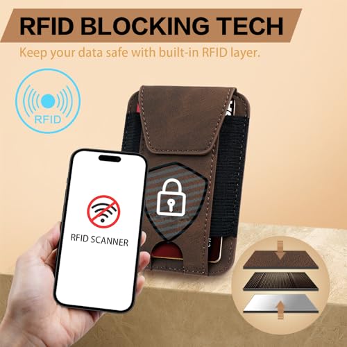 RUNBOX Wallet for Men 6-8 Cards With ID Window RFID Blocking Wallet Credit Card Holder Minimalist Front Pocket Gifts Ideal Choice3