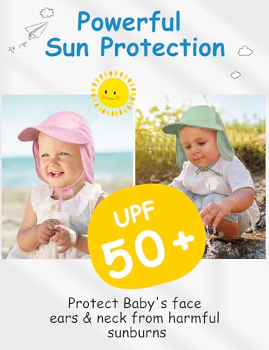 Adjustable Baby Sun Hat Boys Girls, UPF 50+ Toddler Summer Beach Swim Hat with Neck Flap for Infant Traveling Cap2
