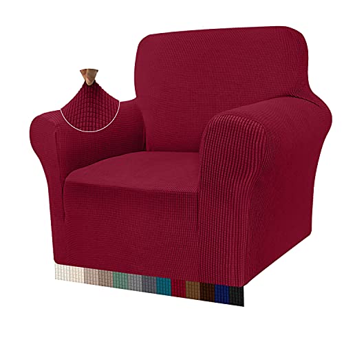 Granbest - Fundas de sillón de alta elasticidad para sala de estar, funda de sofá Jacquard antideslizante para perros con protector de muebles (1 plaza, color rojo vino)