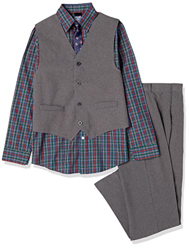 Image of IZOD Boys' 4-piece Formal Dress Up Suit Set, Vest, Pants, Collared Shirt, and Tie