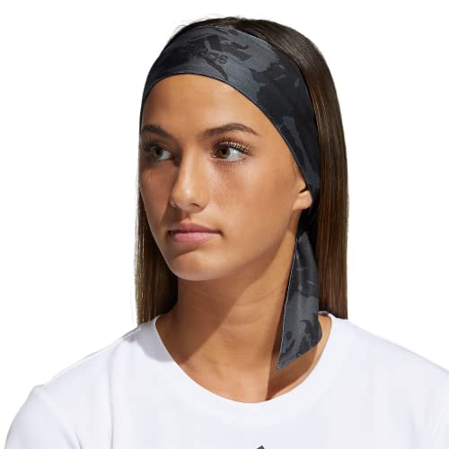Image of adidas Alphaskin Tie Headband, Grey Six Camo /Black, One Size