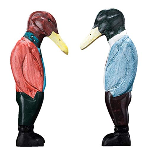 Sculpture tas de bois figurines Mr Canard decoration salon et armoire