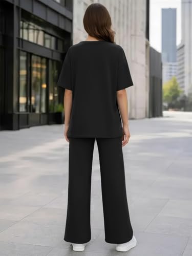 Image of TYSORT Women Casual Summer co ords Set Track Suit Oversized Top Baggy Pant,Top and Pajama Set