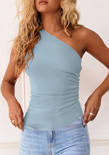 Image of PRETTYGARDEN One Shoulder Summer Tops for Women