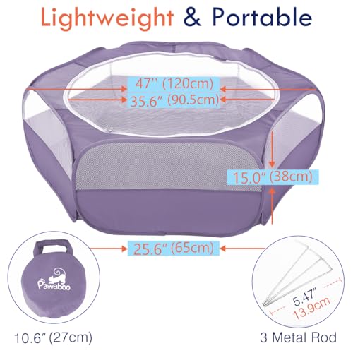 Image of Pawaboo Small Animal Playpen with Zippered Cover, Purple