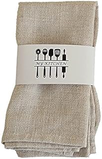SWECOMZE Lot de 6 serviettes de table en lin 100 % coton et lin, 40 x 40 cm, serviettes en tissu pour fête maison, cuisine, table à manger, décoration de table, dîner, café, restaurant (beige)