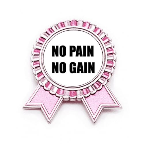 Broche noire No Pain No Gain en métal taille M pour vêtement