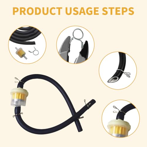 26 Stück Benzinfilter Kit,Kraftstofffilter,Universal 8mm Sprit Filter,Benzinfilter RasenmäHer,mit 8 Stück Filtern,16 Stück Schlauchschellen,1 Ventil,1 Meter Schlauch,für Motorrad, Roller Mofa