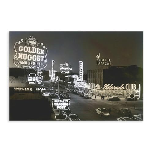 Poster Las Vegas 1940 Golden Nugget en toile moderne sans cadre pour chambre 30x45 cm