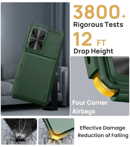 Image of SSLOTSCASE for Samsung Galaxy S26 Case with Credit Card Holder & Stand & Slide Lens Cover & Kickstand, Multi-Functional Wallet Sturdy Protective Phone Case Cover for Samsung Galaxy S26 6.3'', Green
