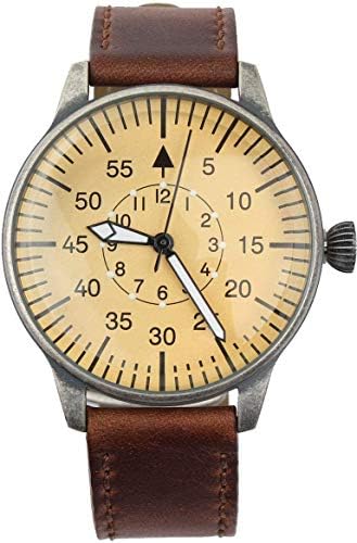 Mil-Tec Luftwaffe ME 109 Pilot Vintage Quartz Watch with Brown Leather Strap