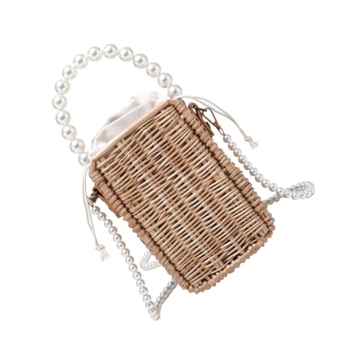 Sac bandoulière femme en paille Homoyoyo avec anses perles