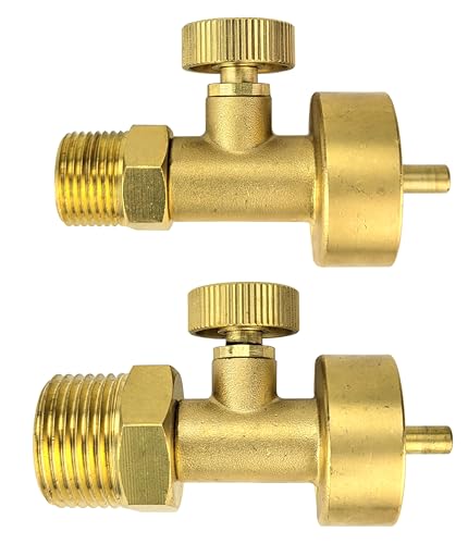 SÜA - Propane and Oxygen Adaptors with Valve for Disposable Propane and Oxygen Canisters/Tanks to Gas Regulators
