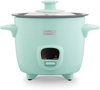 Dash Mini Ceramic Rice Cooker - 2 Cup Single-Serve Compact with Nonstick Pot, Keep Warm & Easy Clean - Aqua