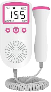 Portable Fetal Doppler Heart Rate Monitor Home Baby Fetal Heart Doppler Your Portable Pregnancy Companion with 50-230M Measuring Hz, LCD Display, and Pocket Size Monitor for Pregnancy - (Pink)