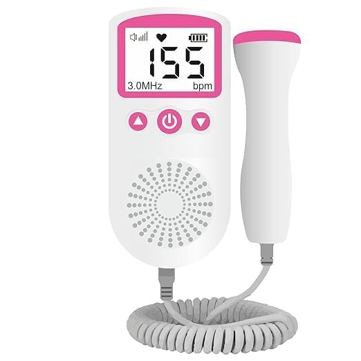Image of Portable Fetal Doppler Heart Rate Monitor Home Baby Fetal Heart Doppler Your Portable Pregnancy Companion with 50-230M Measuring Hz, LCD Display, and Pocket Size Monitor for Pregnancy - (Pink)
