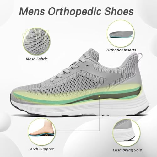 Men's Orthopedic Fashion Sneakers: Comfortable Arch Support Plantar Fasciitis Orthotic Walking Shoes, Casual Work Supportive Sport Athletic Flat Feet Shoes for Foot and Heel Pain Relief3
