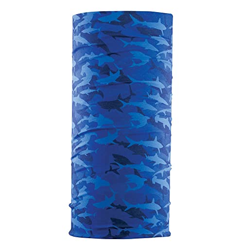 Flying Fisherman Junior SunBandit: Neck Gaiter Mask for Boys & Girls, UV Face Protection for Sports & Outdoors, Lightweight Multi-Functional Outdoor Clothing | SHARK CAMO, Blue (SB1311-JR)
