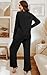 Two Piece Outfits for Women Fall Lounge Sets Pullover Top Wide Leg Pants Sweatsuit 2026 Black M