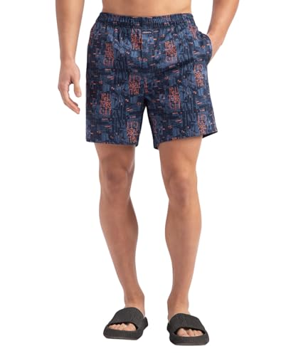 Image of Jockey NY07 Men's Super Combed Cotton Satin Weave Printed Boxer Shorts with Side Pocket
