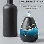 CEMABT Black Ceramic Vase Set - 4 Small Vases for Flowers, Unique Flower Vases for Centerpieces, Decorative Modern Vases for Home Decor Table Entryway Bookshelf (Black)