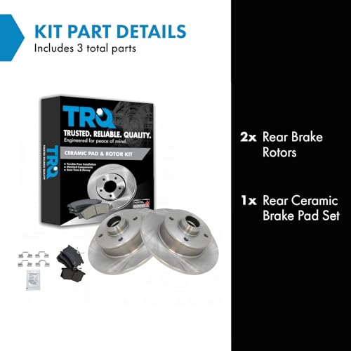 Image of TRQ Rear Brake Pad and Rotor Set Ceramic Solid Rotors
