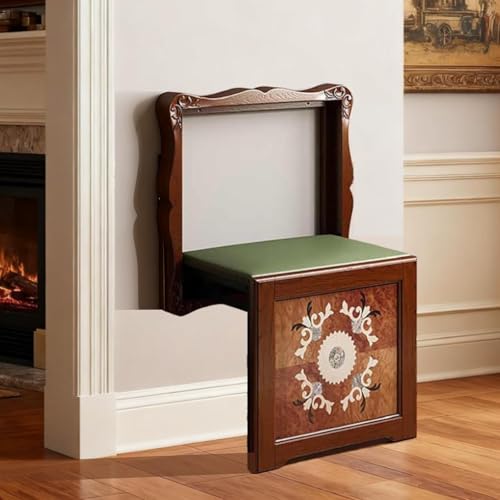Solid Wood Wall-Mounted Folding Stool with Support Legs