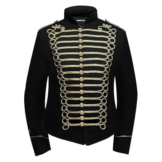 Pamposh Vestes de Parade Hussard Steampunk Militaire pour Femmes - Vêtements Gothiques Napoléon - Vestes de Bande de Marche pour Dames - Vestes Emo Punk pour Femmes, noir/doré, XXL