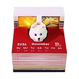 Calendario 3D 2026, calendario de piezas de tiempo con 52 calendarios semanales para 2026, bonita mochila de perro, libro de notas artístico, adecuado para decoración de escritorio de habitación y