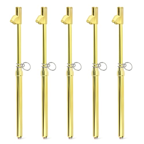 Image of MEANLIN MEASURE 5PCS Gold Double Straight Type Tire Pressure Gauge, Dual Head Air Pressure Gauge, Pressure Range 10-150 Psi (Suitable for Trucks, etc.)