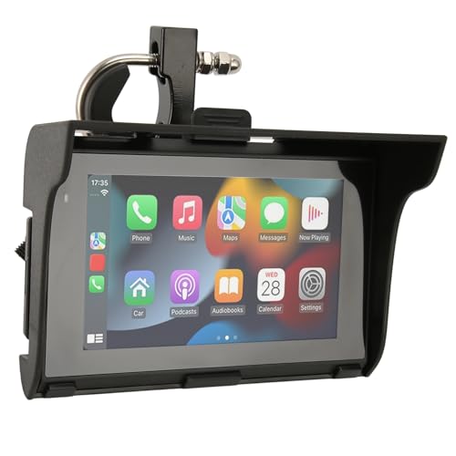 5 Inch Waterproof Touchscreen for Motorcycle, Portable Android Auto GPS Navigation for Motorbike, Support Dual Bluetooth, Car GPS, Siri, Assistant