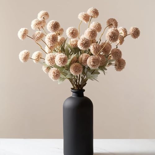 8Pcs Faux Silk Pompon Mum Artificial Flowers, Realistic Fake Mini Chrysanthemums with Stems for DIY Bouquets, Wedding Champagne Arrangements Decorations (Bianco chiaro) image 5