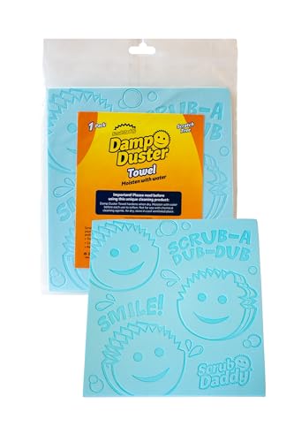 Scrub Daddy Damp Duster Handtüch, Staubwedel waschbar mit Rillen, Putzutensilien Haushalt für Holzjalousien, Heizkörper und Spiegel, Spinnenwebenentferner, Putzschwamm Antistatisch, Blau Handtüch