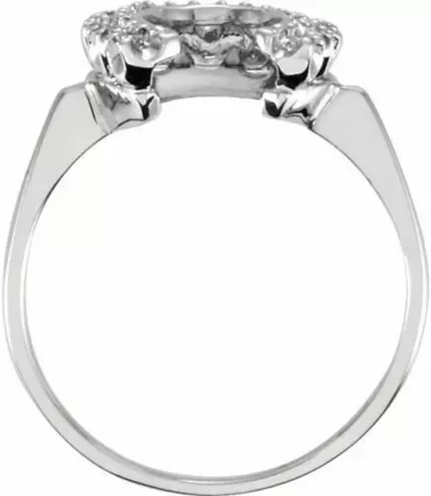 Round Cut White Diamond In 14K White Gold Over 925 Sterling Silver Diamond Horseshoe Shape Engagement Ring for Women's