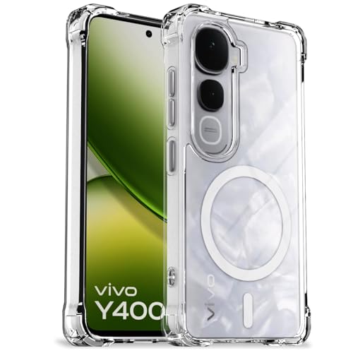 Image of Pikkme Back Cover for Vivo Y400 5G Mag-Safe Shockproof PC + TPU Protective Case Magnetic Support Bumper Case (Transparent Mag-Safe)
