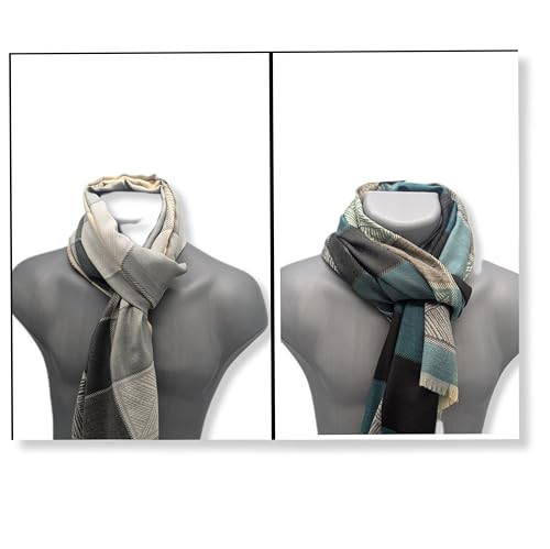 Bufanda para hombre gris-verde de tamaño grande estilo Coppia di Sciarpe 3