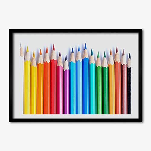 Cadre photo 70x50 cm Tulup en bois MDF avec affiche peinture de crayons de couleur moderne