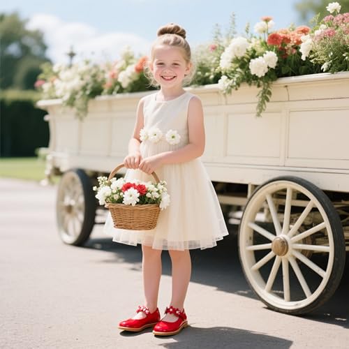 Image of Kiderence Toddler Girl Mary Jane School Uniform Dress Shoes Oxford Flats
