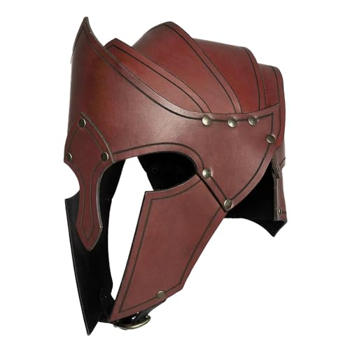 Geardeangloow Mittelalterlicher Cosplay-Helm, langlebig, für Weihnachten, Urlaub, Bühnenauftritte, Braun