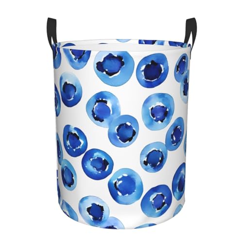 Blueberry Panier à linge rond avec poignées, durable et pliable, panier à linge, chambre à coucher, jouets et organisation de la maison