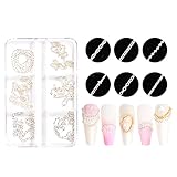 6 Strips Nail Chains for Nail Art 3D Metal Nail Charms Nail Art Decoration Metal Sliver Punk Nail Studs Chains Metallic Nail Beads Ball Jewelry Accessories Manicure Tips